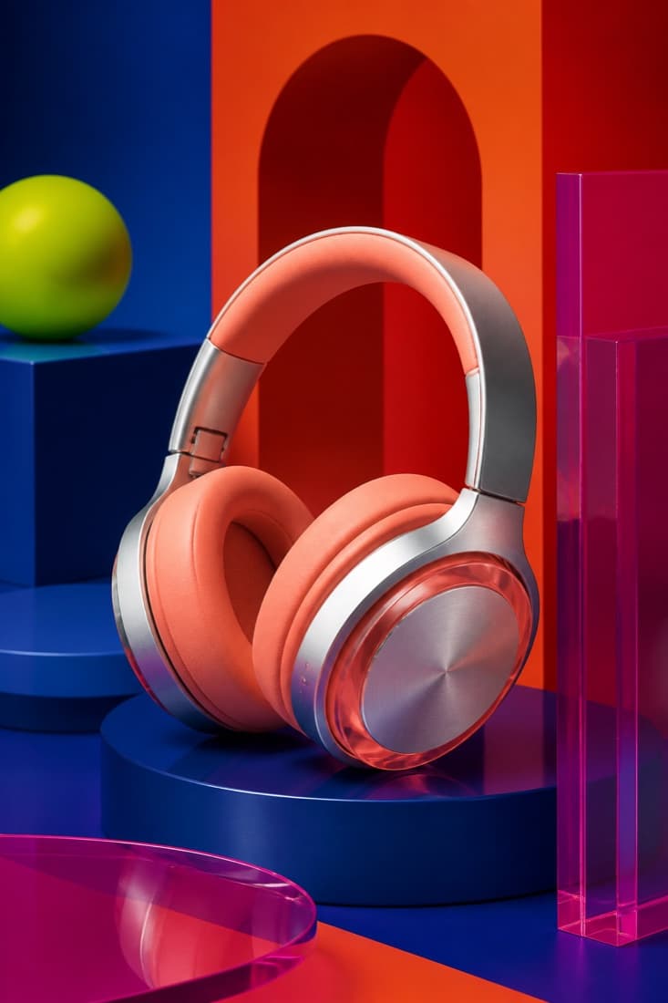 Colorful premium headphone product campaign